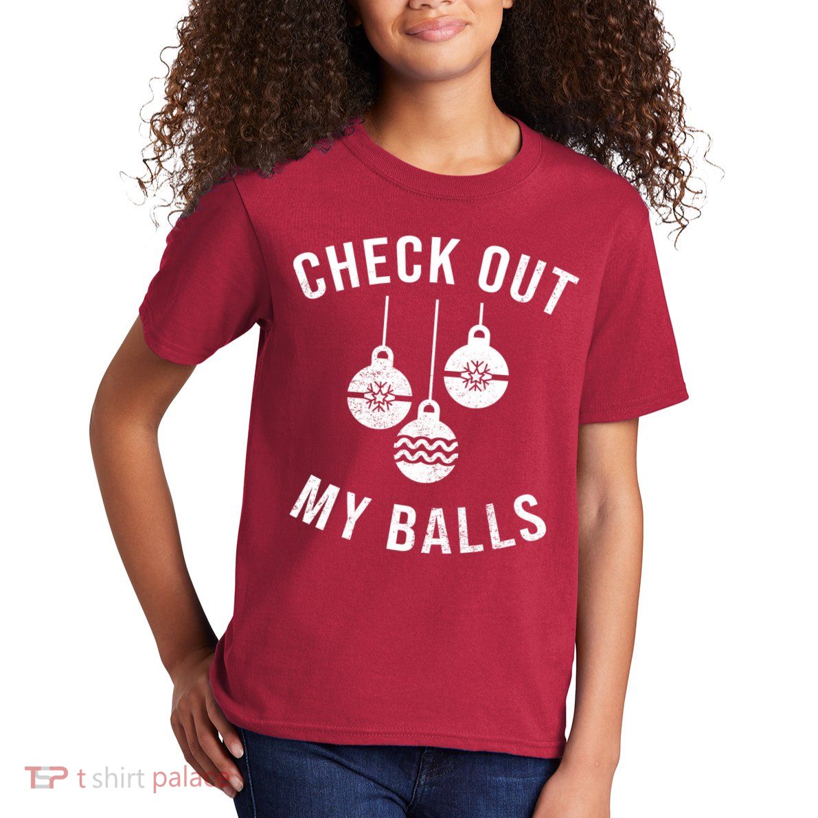 Checkout Out My Balls Funny XMas Christmas Kids T-Shirt