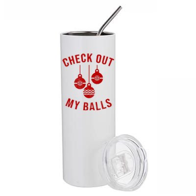 Checkout Out My Balls Funny XMas Christmas Stainless Steel Tumbler