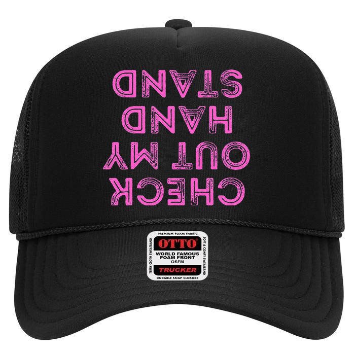 Check Out My Handstand Funny Gymnastics Gift High Crown Mesh Back Trucker Hat