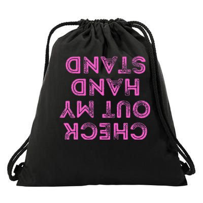 Check Out My Handstand Funny Gymnastics Gift Drawstring Bag