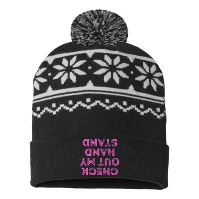 Check Out My Handstand Funny Gymnastics Gift USA-Made Snowflake Beanie