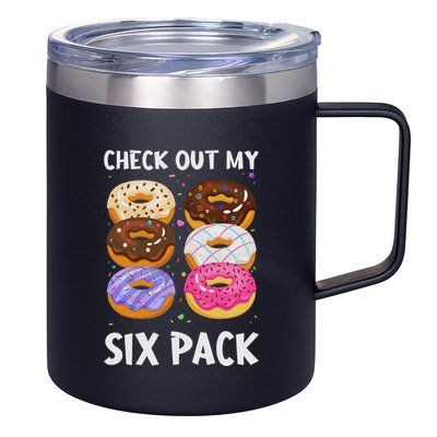 Check Out My Six Pack Donut Funny Gym 12oz Stainless Steel Coffee Mug