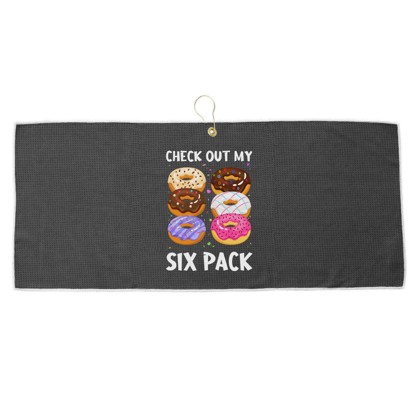 Check Out My Six Pack Donut Funny Gym Large Microfiber Waffle Golf Towel
