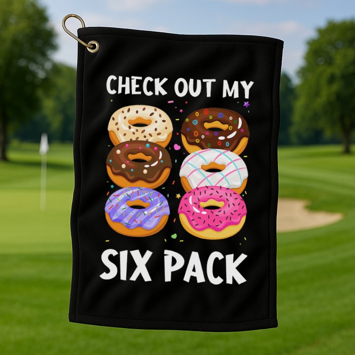 Check Out My Six Pack Donut Funny Gym Golf Towel