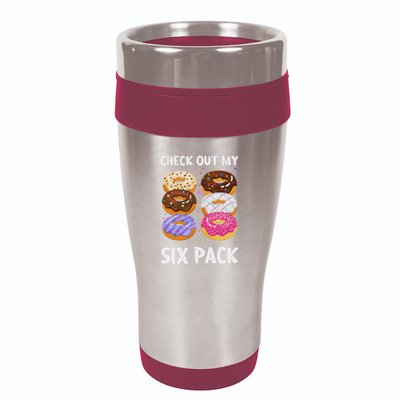 Check Out My Six Pack Donut Funny Gym 16oz Travel Tumbler