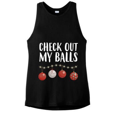 Check Out My Balls Funny Christmas Ornament Ladies PosiCharge Tri-Blend Wicking Tank