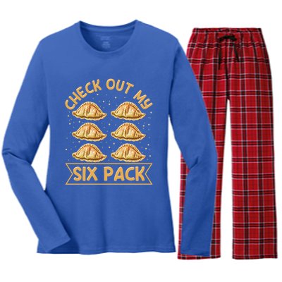 Check Out My Six Pack Design Pierogi Lover Gift Women's Long Sleeve Flannel Pajama Set 