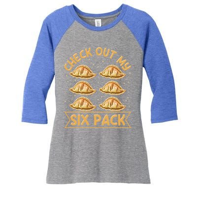 Check Out My Six Pack Design Pierogi Lover Gift Women's Tri-Blend 3/4-Sleeve Raglan Shirt