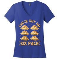 Check Out My Six Pack Design Pierogi Lover Gift Women's V-Neck T-Shirt