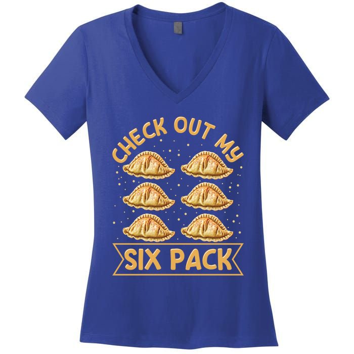 Check Out My Six Pack Design Pierogi Lover Gift Women's V-Neck T-Shirt