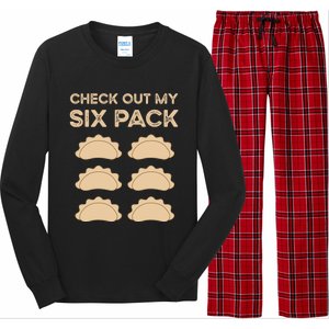 Check Out My Six Pack Funny Dumplings Polish Food Pierogi Gift Long Sleeve Pajama Set