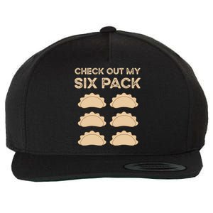 Check Out My Six Pack Funny Dumplings Polish Food Pierogi Gift Wool Snapback Cap