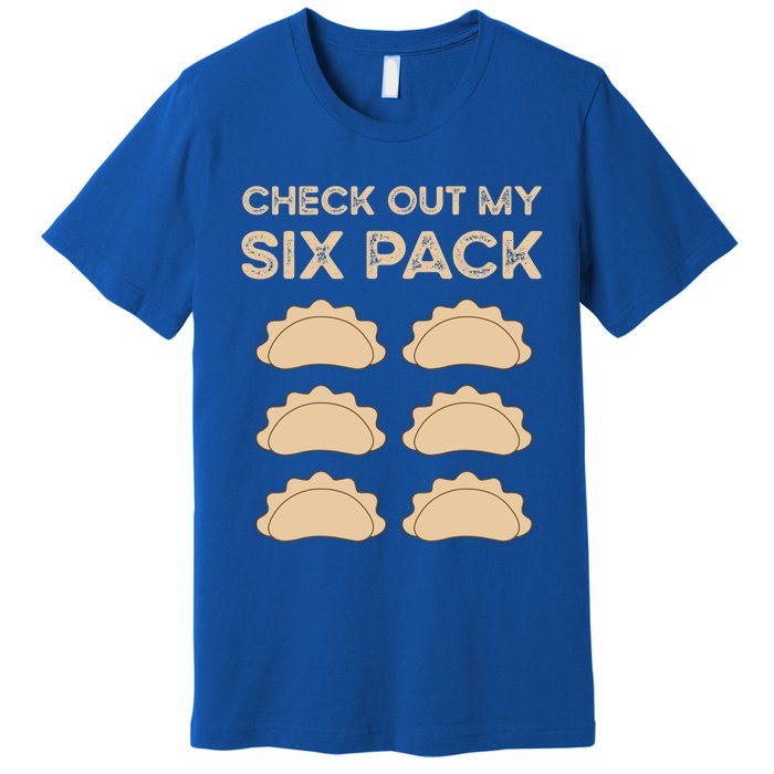 Check Out My Six Pack Funny Dumplings Polish Food Pierogi Gift Premium T-Shirt