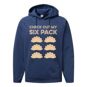 Check Out My Six Pack Funny Dumplings Polish Food Pierogi Gift Performance Fleece Hoodie