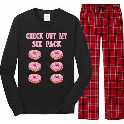 Check Out My Six 6 Pack Strawberry Donut Weightlifting Meaningful Gift Long Sleeve Pajama Set