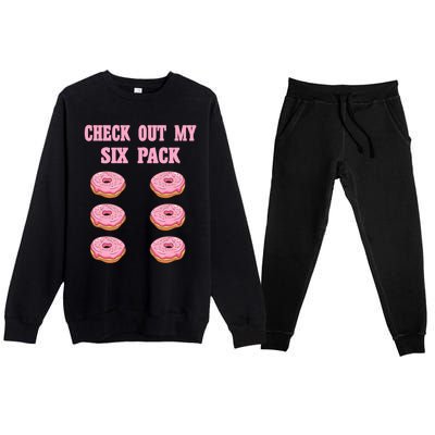 Check Out My Six 6 Pack Strawberry Donut Weightlifting Meaningful Gift Premium Crewneck Sweatsuit Set