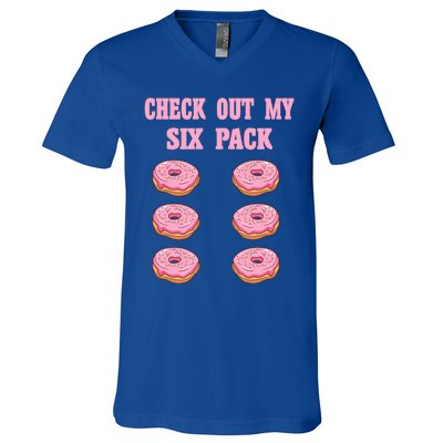 Check Out My Six 6 Pack Strawberry Donut Weightlifting Meaningful Gift V-Neck T-Shirt