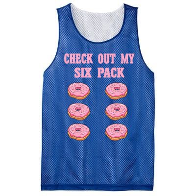 Check Out My Six 6 Pack Strawberry Donut Weightlifting Meaningful Gift Mesh Reversible Basketball Jersey Tank