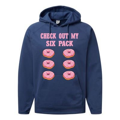 Check Out My Six 6 Pack Strawberry Donut Weightlifting Meaningful Gift Performance Fleece Hoodie