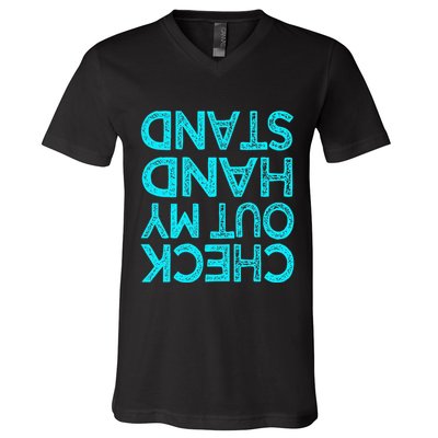 Check Out My Handstand Funny Gymnastics Gift V-Neck T-Shirt