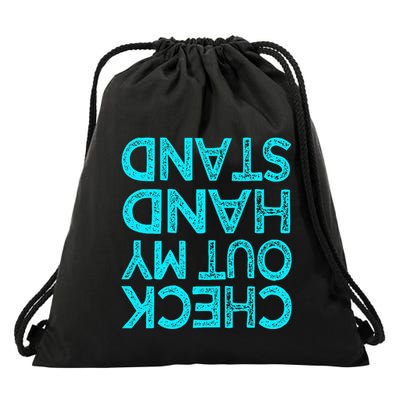 Check Out My Handstand Funny Gymnastics Gift Drawstring Bag