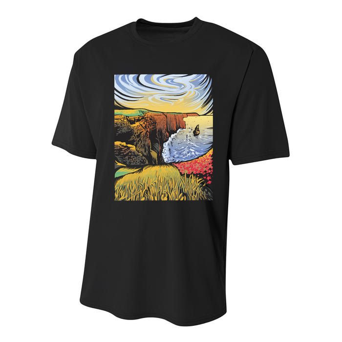 Cliffs Of Moher Landscape Nature Youth Performance Sprint T-Shirt