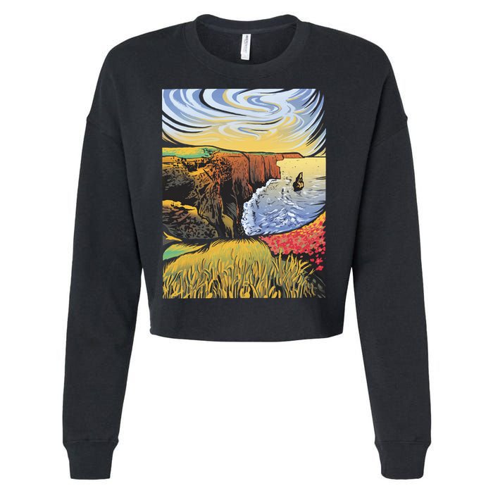 Cliffs Of Moher Landscape Nature Cropped Pullover Crew