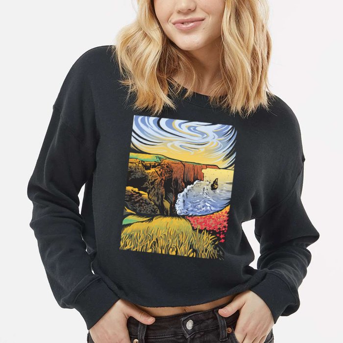 Cliffs Of Moher Landscape Nature Cropped Pullover Crew