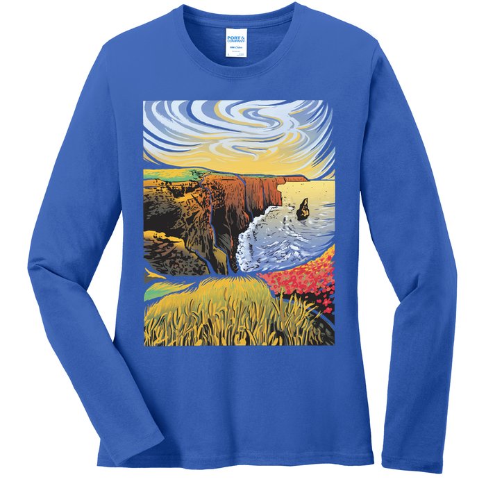 Cliffs Of Moher Landscape Nature Ladies Long Sleeve Shirt
