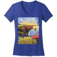 Cliffs Of Moher Landscape Nature Women's V-Neck T-Shirt