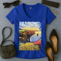Cliffs Of Moher Landscape Nature Women's V-Neck T-Shirt