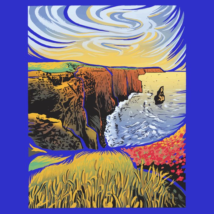 Cliffs Of Moher Landscape Nature Women's V-Neck T-Shirt