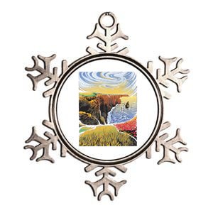 Cliffs Of Moher Landscape Nature Metallic Star Ornament