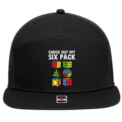 Check Out My Six Pack Puzzle Cube Funny Speed Cubing 7 Panel Mesh Trucker Snapback Hat
