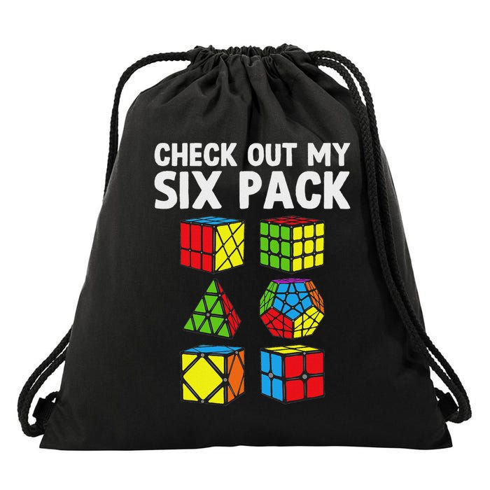 Check Out My Six Pack Puzzle Cube Funny Speed Cubing Drawstring Bag