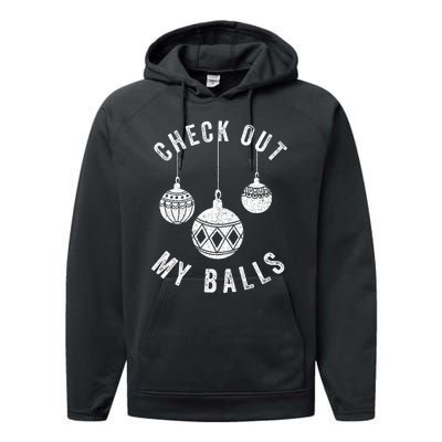 Check Out My Balls Funny Christmas Ornament  Performance Fleece Hoodie