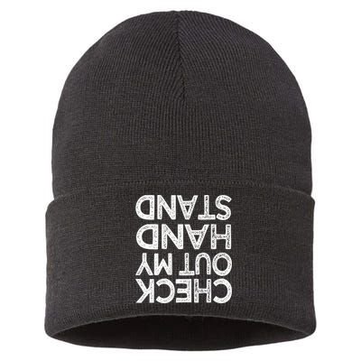 Check Out My Handstand Funny Gymnastics Gift Boys Girls TShirt Sustainable Knit Beanie