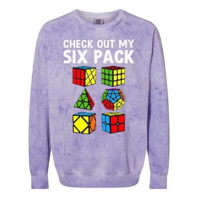 Check Out My Six Pack Puzzle Cube Funny Speed Cubing Colorblast Crewneck Sweatshirt