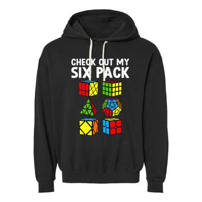 Check Out My Six Pack Puzzle Cube Funny Speed Cubing Garment-Dyed Fleece Hoodie