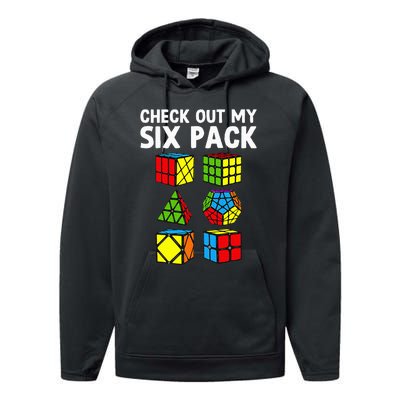 Check Out My Six Pack Puzzle Cube Funny Speed Cubing Performance Fleece Hoodie