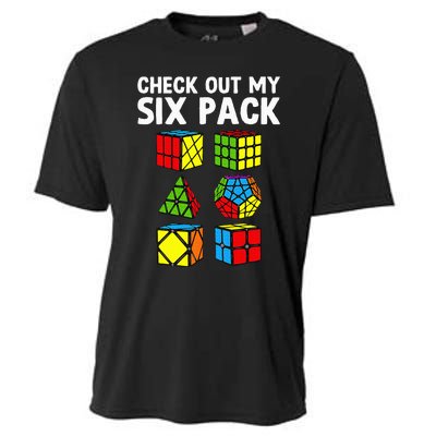 Check Out My Six Pack Puzzle Cube Funny Speed Cubing Cooling Performance Crew T-Shirt