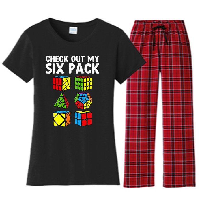 Check Out My Six Pack Puzzle Cube Funny Speed Cubing Women's Flannel Pajama Set