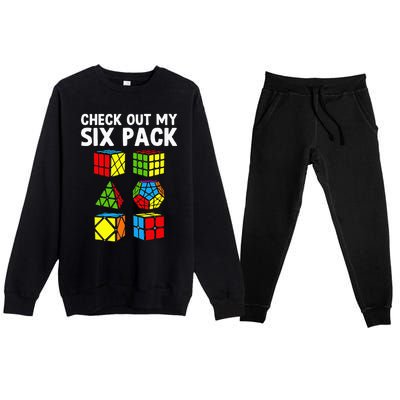 Check Out My Six Pack Puzzle Cube Funny Speed Cubing Premium Crewneck Sweatsuit Set