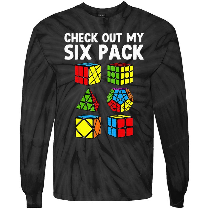 Check Out My Six Pack Puzzle Cube Funny Speed Cubing Tie-Dye Long Sleeve Shirt