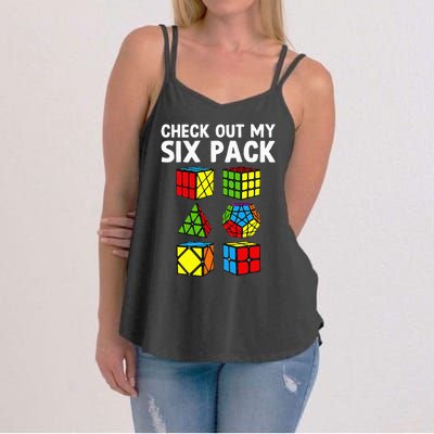 Check Out My Six Pack Puzzle Cube Funny Speed Cubing Women's Strappy Tank