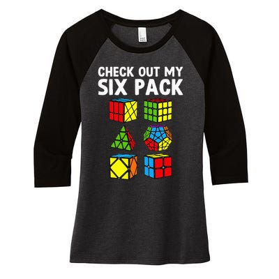 Check Out My Six Pack Puzzle Cube Funny Speed Cubing Women's Tri-Blend 3/4-Sleeve Raglan Shirt