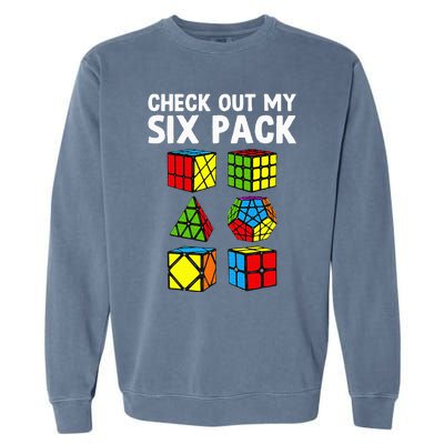 Check Out My Six Pack Puzzle Cube Funny Speed Cubing Garment-Dyed Sweatshirt