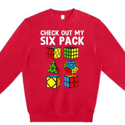 Check Out My Six Pack Puzzle Cube Funny Speed Cubing Premium Crewneck Sweatshirt