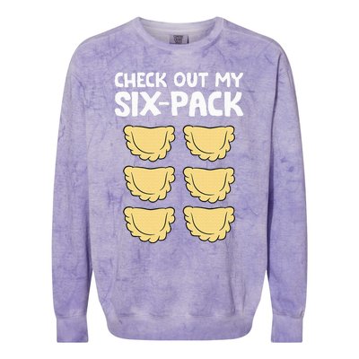 Check Out My Six Pack Polish Dumplings Funny Pierogi Colorblast Crewneck Sweatshirt