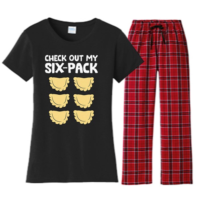 Check Out My Six Pack Polish Dumplings Funny Pierogi Women's Flannel Pajama Set